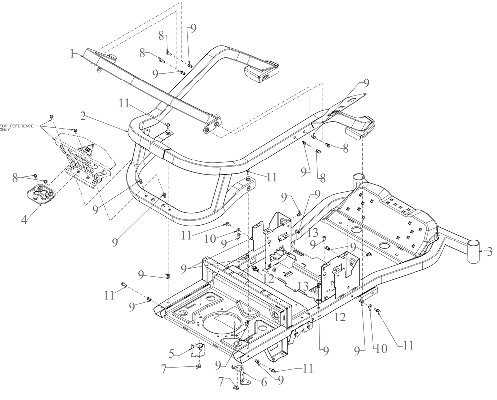 Frame Diagram and Parts List for ZT1-54KH (17CM010)(2022) Cub Cadet Lawn Tractor